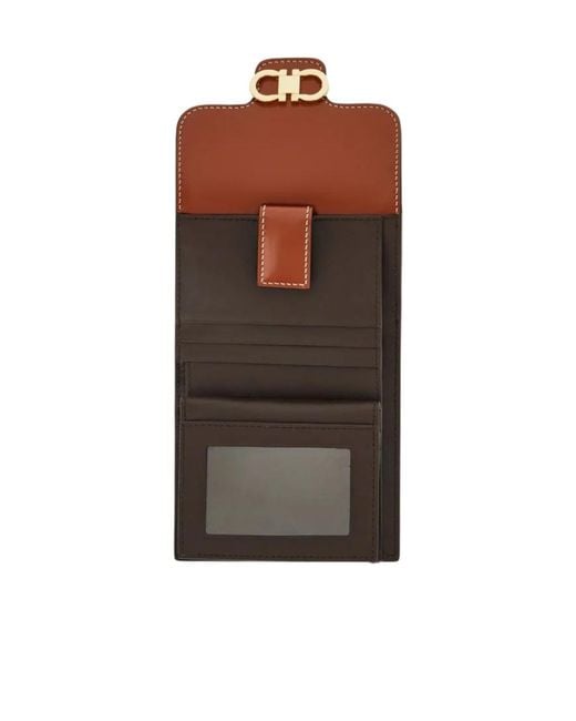 Ferragamo Brown Gancini Compact Wallet