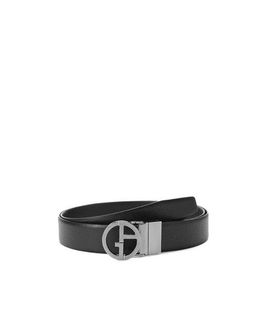 Giorgio Armani White Pebbled-Effect Buckled Belt for men