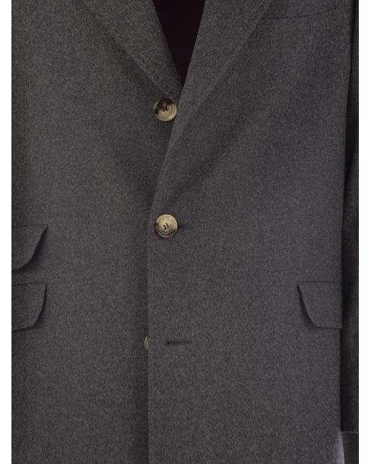 Brunello Cucinelli Black Wool And Cashmere Coat for men
