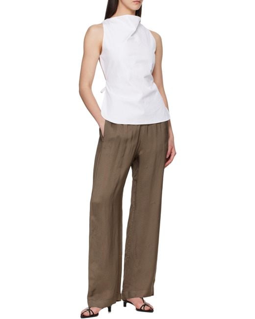 Rohe Brown Mini-Check Drawstring Trousers