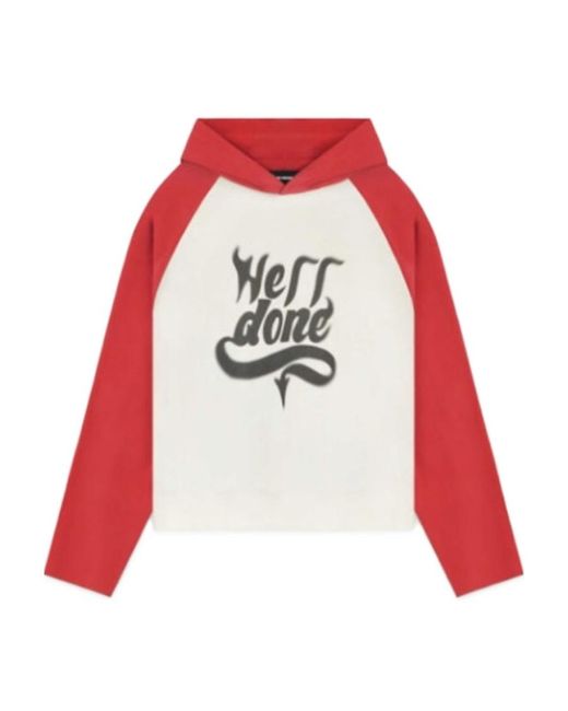 we11done Red Letter Printed Long-Sleeved Hooded Sweater for men