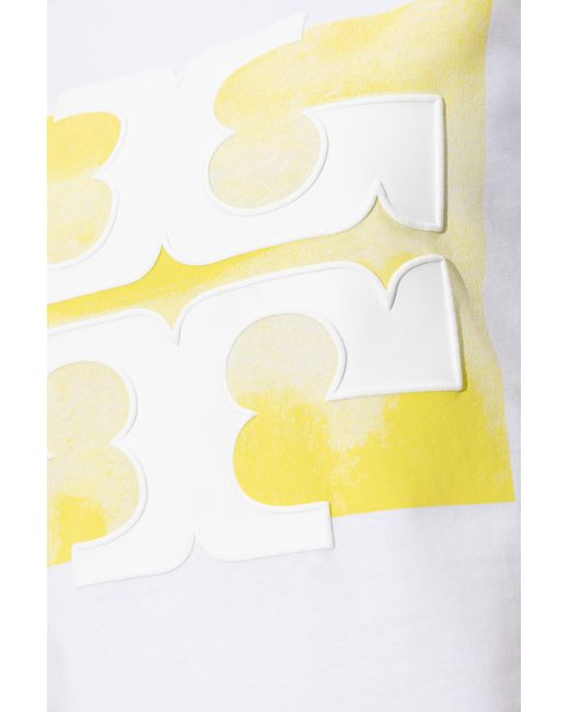 Tory Burch White Logo-Patch Cotton T-Shirt
