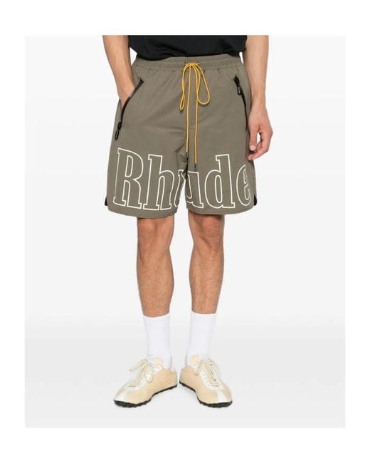 Rhude Gray Drawstring Elastic-Waist Shorts for men