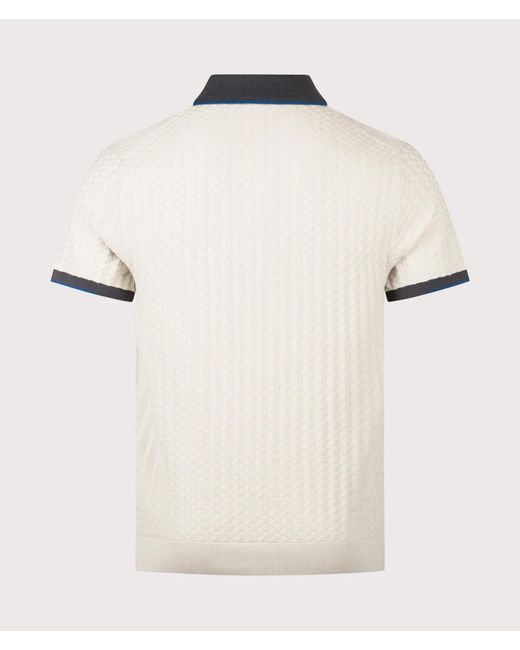 Paul Smith White Ps Logo Embroidered Knitted Polo Shirt for men