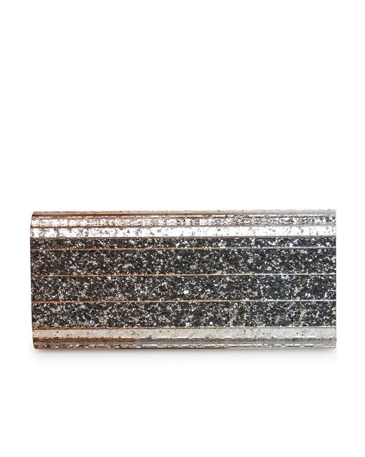 Jimmy Choo Gray Sweetie Glitter Chain-Linked Clutch Bag
