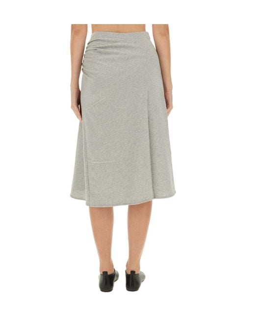 Dries Van Noten Gray Asymmetric Draped Midi Skirt