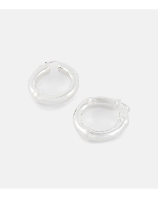 Jil Sander White Small Bamboo Hoop Earrings