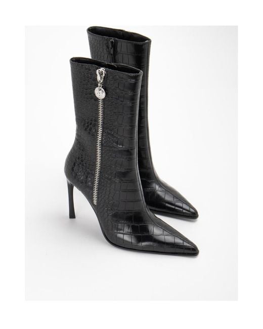 Versace Jeans Black Couture Zip Stiletto Boots
