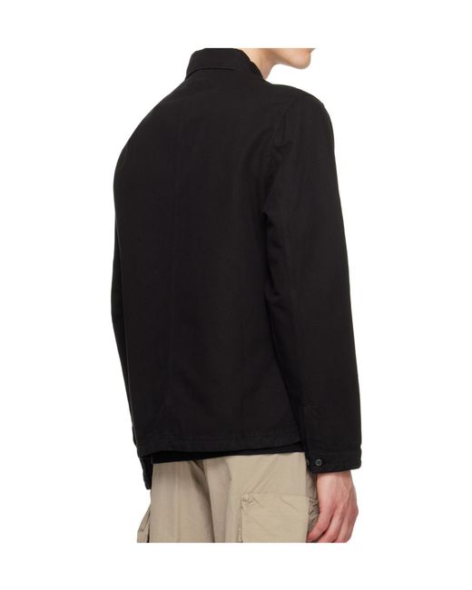 C P Company Black Lapel Long-Sleeved Casual Jacket for men