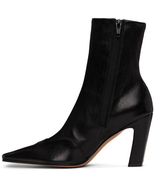 Khaite Black Nevada Square-Toe Ankle Boots