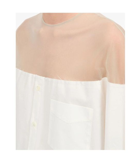 MM6 by Maison Margiela White Panelled Long Sleeved Shirt
