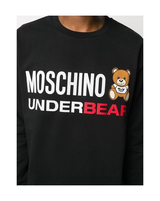 Moschino Black Underbear Printed Sweater for men