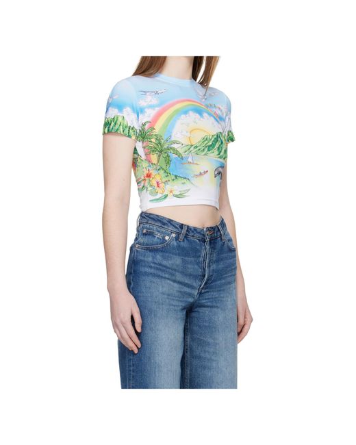 Casablanca Blue Printed Short-Sleeved T-Shirt