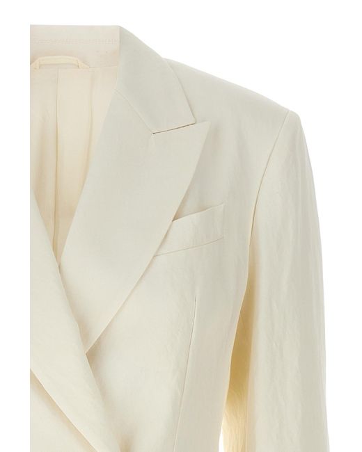 Brunello Cucinelli White Double Breasted Tailored Blazer