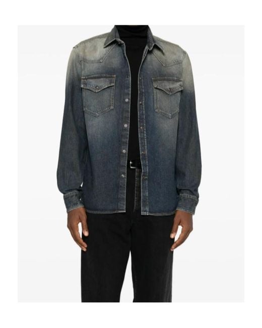 Nine:inthe:morning Gray Long-Sleeve Denim Shirt for men