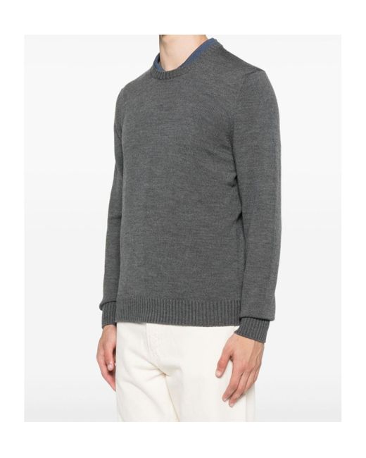Drumohr Black Crew-Neck Wool Sweater for men