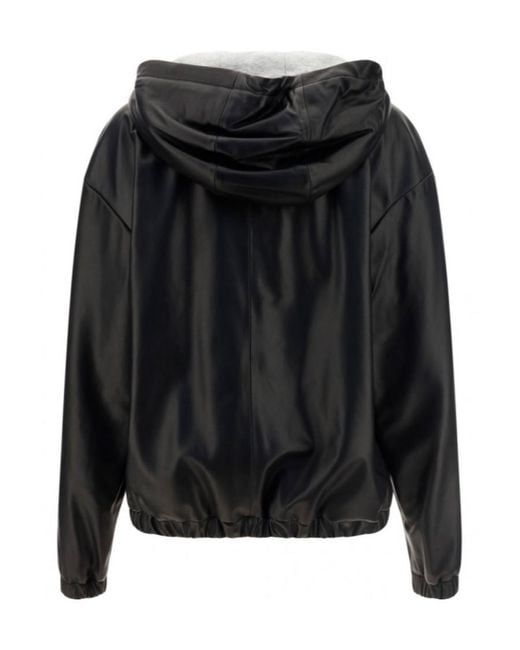 Saint Laurent Black Leather Hooded Jacket