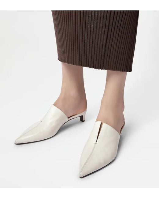 Tod's White Heeled Mules