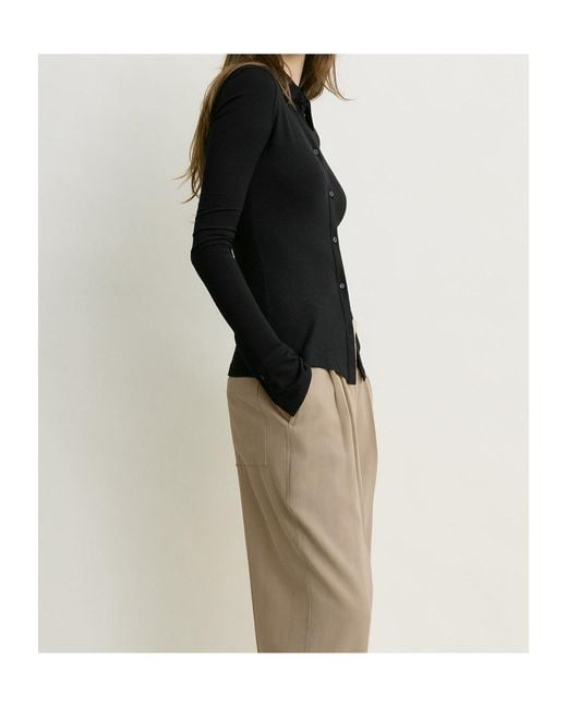 Totême  Black Totême Fitted Jersey Blouse