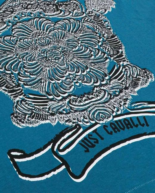 Just Cavalli Blue V-Collar Short-Sleeved T-Shirt for men