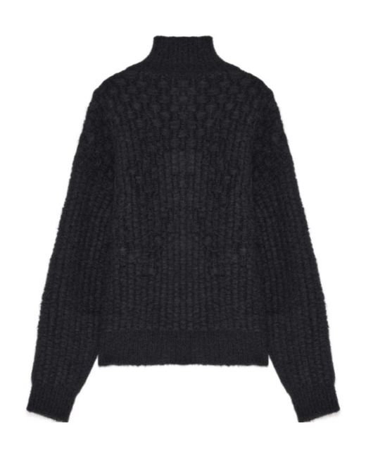 Jil Sander Black Chunky-Knit High Neck Cardigan for men