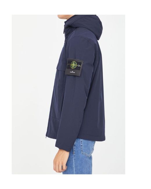Stone Island Blue Hoded Zipper Casual Jacket for men
