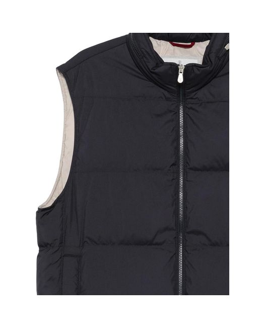 Brunello Cucinelli Blue Quilted Zip-Up Jacket for men