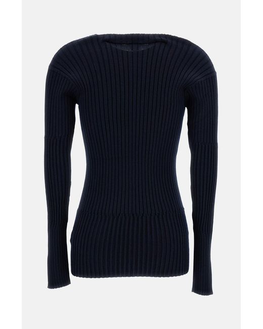 Bottega Veneta Blue Ribbed Knit Jumper