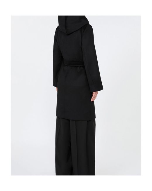 Max Mara Black Belted Hooded Coat