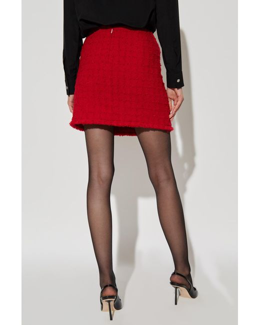 Versace Red Heritage Mid-Rise Tweed Mini Skirt