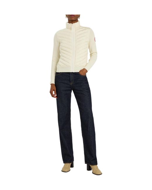 Canada Goose White Hybridge Padded Shell And Wool-Knit Jacket