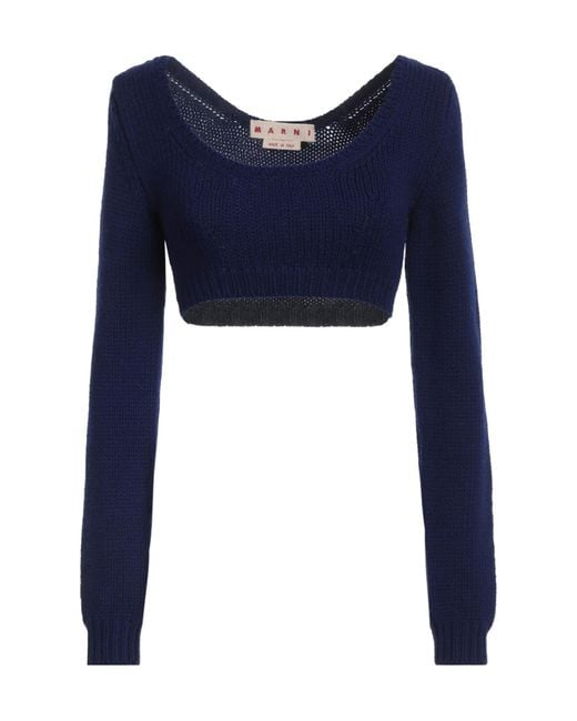 Marni Blue Solid Color Lightweight Wool Knit