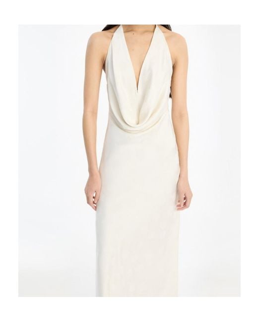 ROTATE BIRGER CHRISTENSEN White Satin Halterneck Maxi Dress