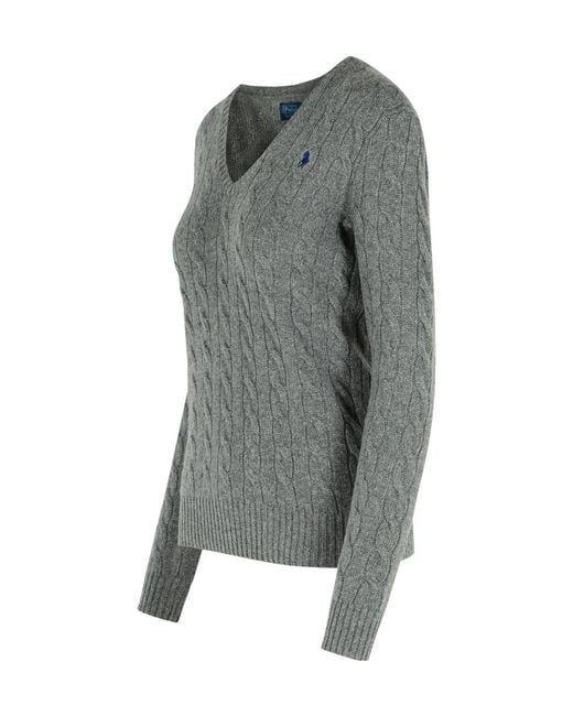 Polo Ralph Lauren Gray Kimberly V-Neck Jumper