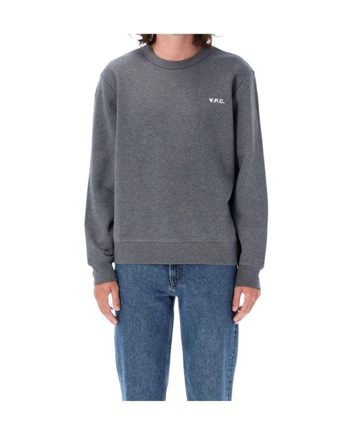 A.P.C. Blue Logo Printed Crewneck Sweatshirt for men