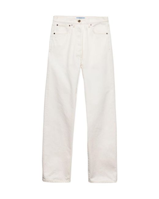 Prada White Old Denim Five-Pocket Jeans