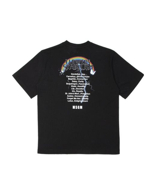 MSGM Black Printed Short-Sleeved T-Shirt