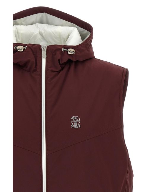 Brunello Cucinelli Purple Hooded Vest for men