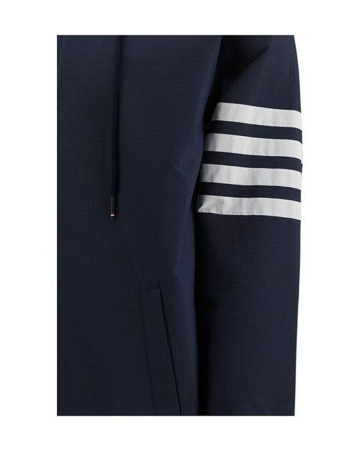 Thom Browne Blue 4-Bar Long Hooded Parka for men