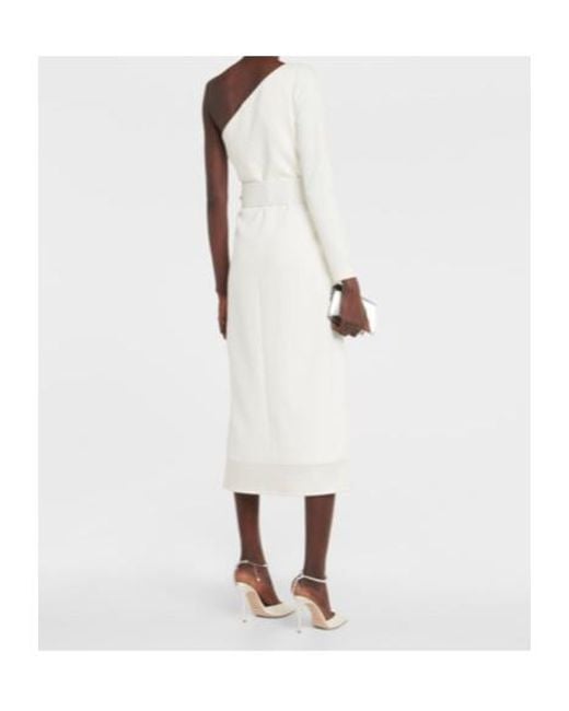 Safiyaa White Asymmetrical Crêpe Midi Dress