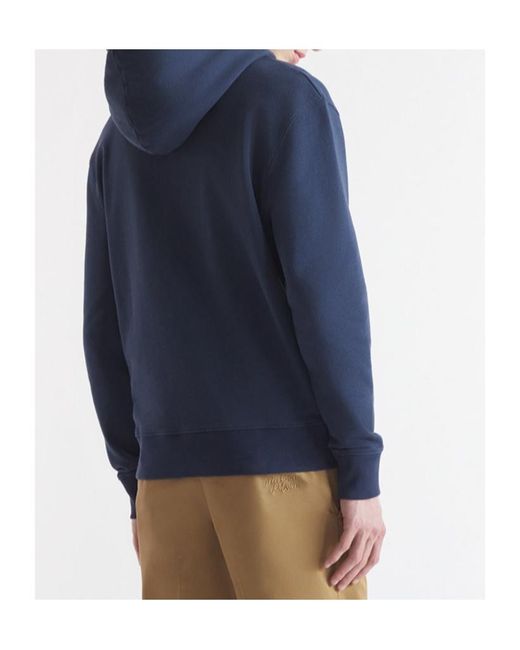 Maison Kitsuné Blue Maison Kitsun Bold Fox Head Patch Drawstring Hoodie for men