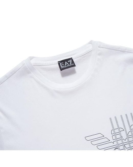EA7 White Round-Necked Logo T-Shirt for men