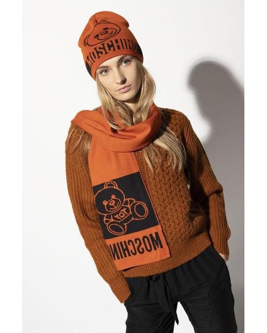 Moschino Orange Logo Scarf