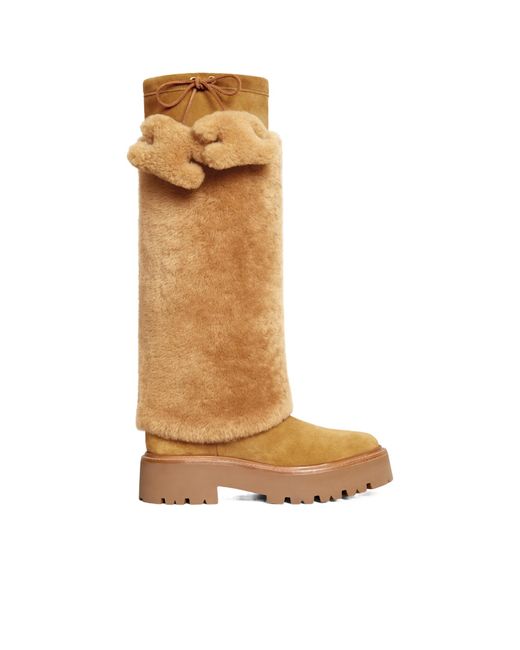 Céline Natural Bulky High Boot With Triomphe Tassels