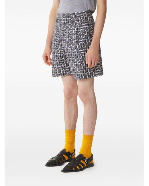 Lanvin Gray Geometric Print Shorts for men