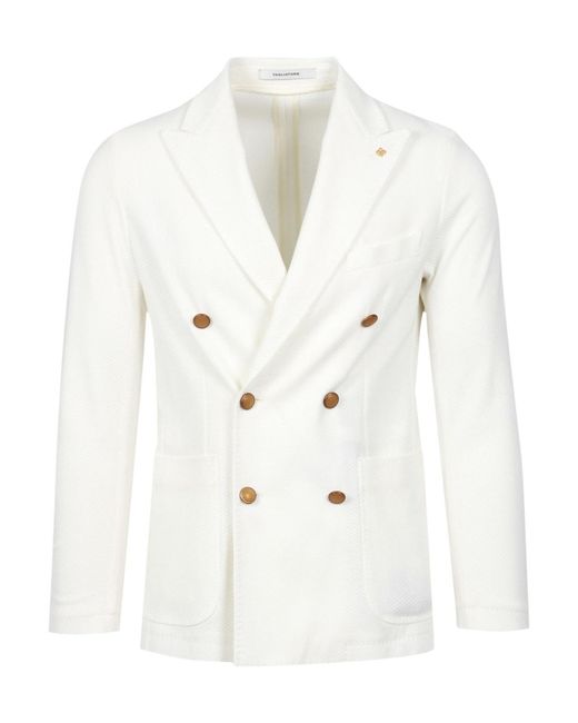 Tagliatore White Long Sleeved Suit Jacket for men