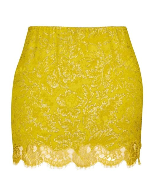 Saint Laurent Yellow Baroque Mini Skirt