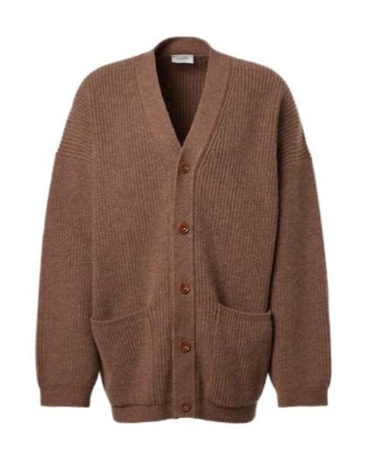 Lemaire Brown Oversized Ribbed-Knit Wool Cardigan for men
