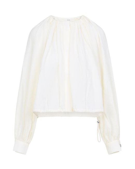 Co. White Gathered Cropped Top