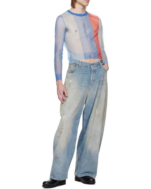 charlesjeffreyloverboy Blue Sheer Sweater for men